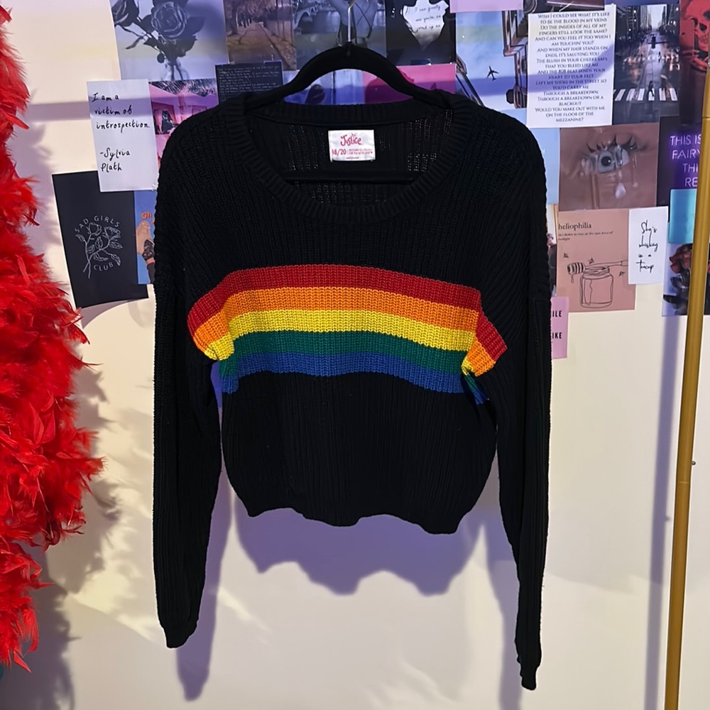 Justice Cropped Rainbow Sweater